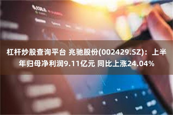 杠杆炒股查询平台 兆驰股份(002429.SZ)：上半年归母净利润9.11亿元 同比上涨24.04%