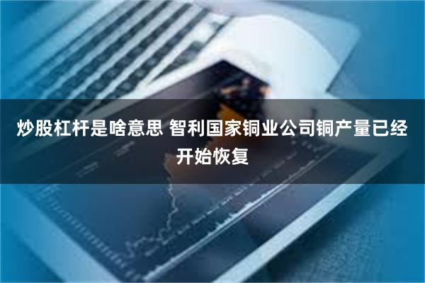 炒股杠杆是啥意思 智利国家铜业公司铜产量已经开始恢复