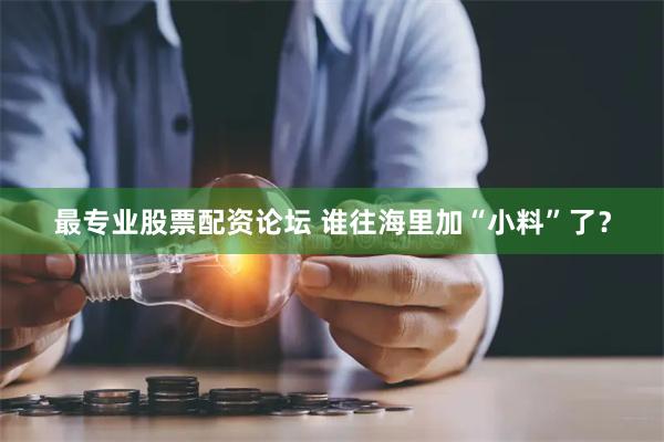 最专业股票配资论坛 谁往海里加“小料”了？